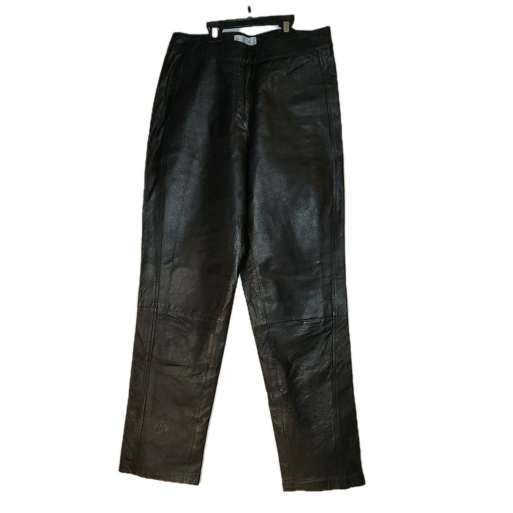Vintage 90s Genuine Leather‎ Womens Pants Real Comfort Size 8 High Rise Straight